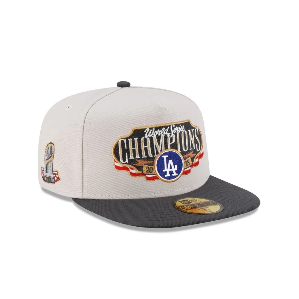 New Era Los Angeles Dodgers World Series Champions Hat Stone Grey 7 7/8